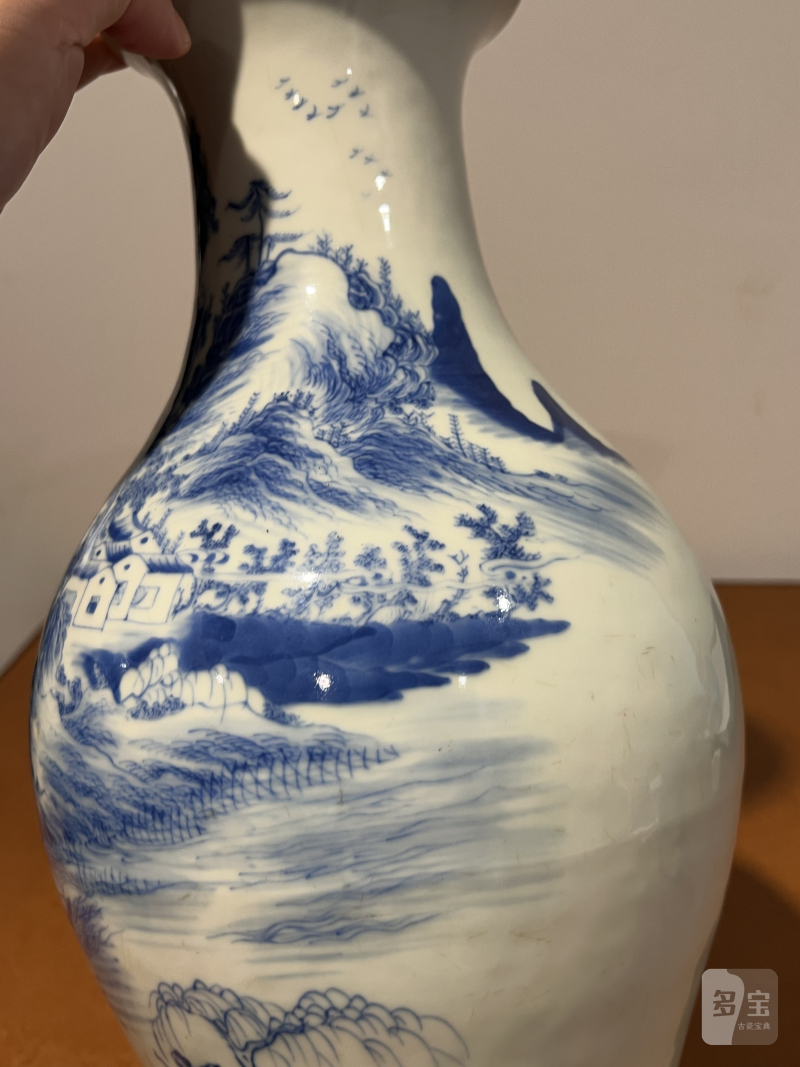 清中期 青花山水人物纹橄榄瓶 - 图10